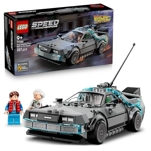 LEGO Speed Champions La Machine à Remonter Le Temps de Retour vers Le Futur - Jouet Voiture - Maquette avec Minifigurines de Doc Brown & Marty McFly - Cadeau pour Garçon, Fille & Fans dès 9 Ans 77256