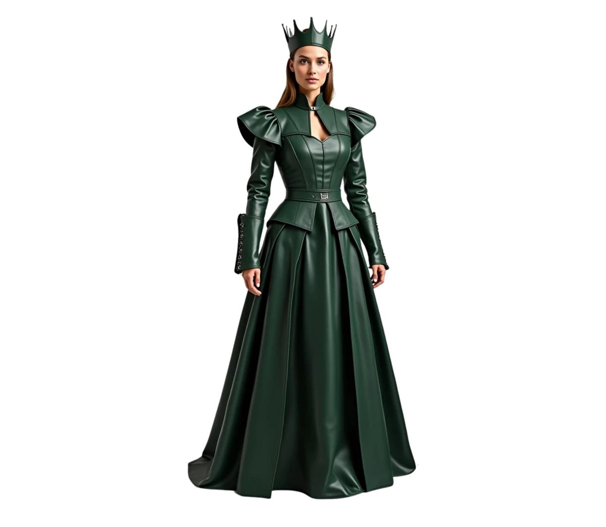 The Shadow Queen – Gothic Queen Dress & Medieval Fantasy Gown | Queen Cosplay, Princess Dress with Crown for Women | Renaissance Royal Costume & Leather Halloween Outfit