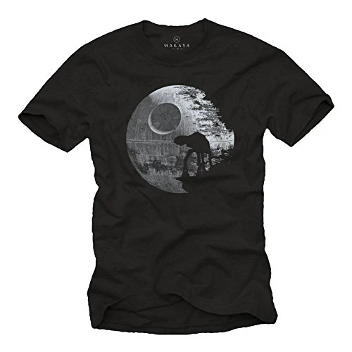 Makaya T-Shirt Geek Death Star avec ATAT Wars Noir Homme XL