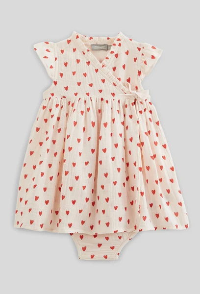Robe portefeuille avec bloomer imprimés en gaze de coton BIO GOTS