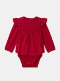 Body blouse rouge foncé avec volants Bébé Fille