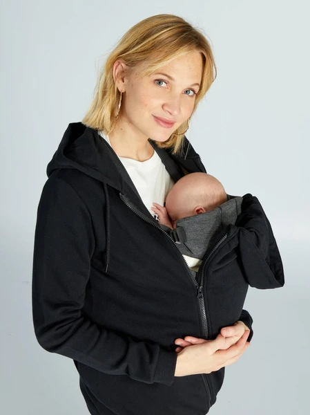 Sweat zippé pour mettre bébé (allaitement, peau à peau, calin, porte bébé))