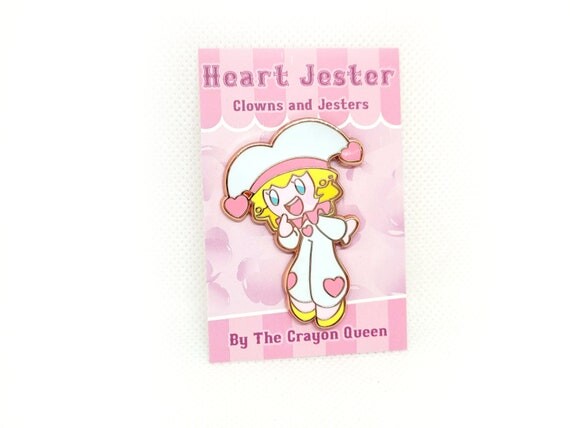 coeur cirque clown bouffon rose violet émail filles pin mignon adorable cadeau anniversaire noël vacances valentines mères kawaii pastel rose