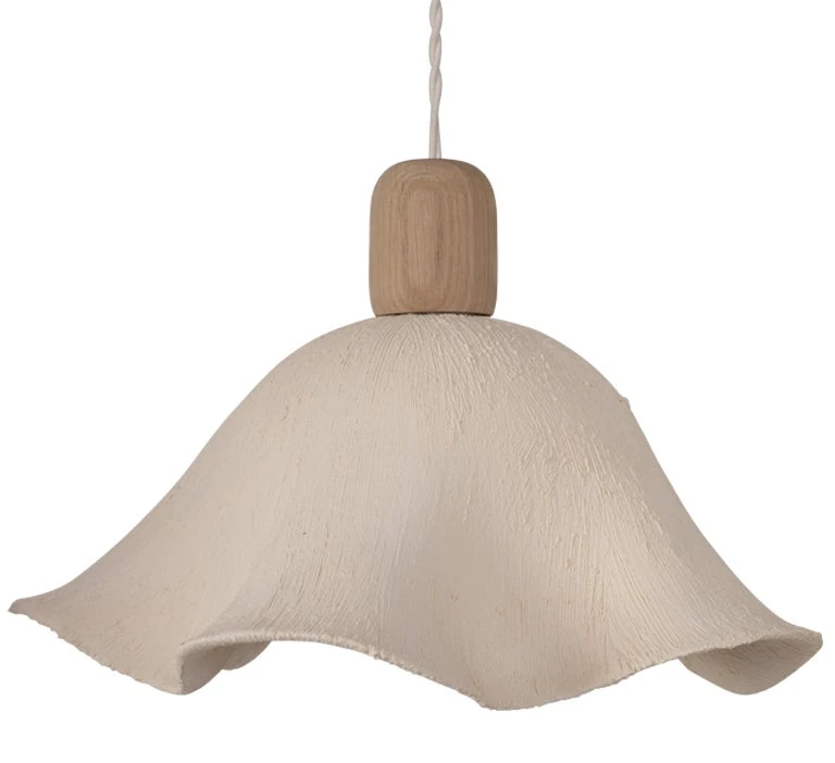 FLORA Suspension, Céramique beige & bois, ajustable