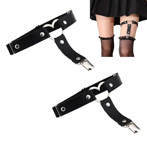 2 pièces Jarretières en Cuir Coeu