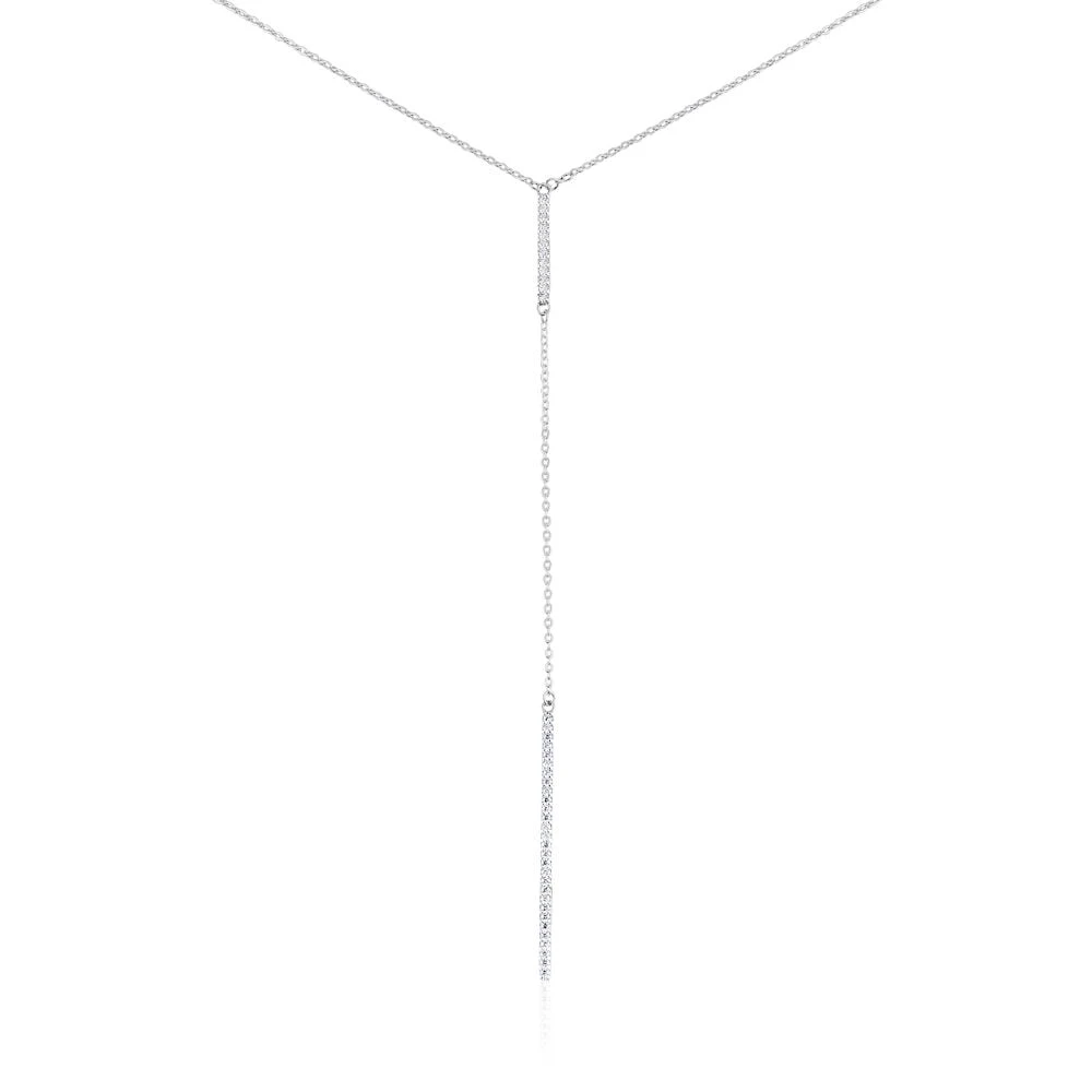 Collier De Dos Ou Sautoir Argent Blanc Indigo Oxyde De Zirconium