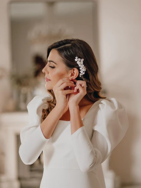 Tocado lateral de novia - Odette