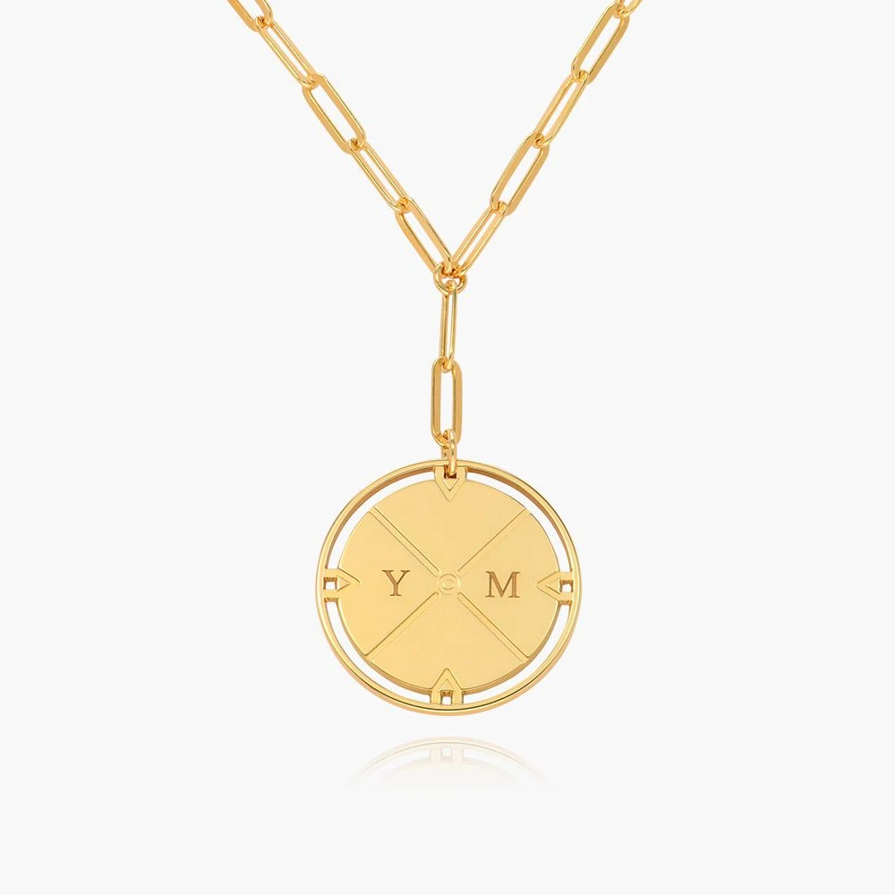 Collier Boussole Gravée - Or vermeil