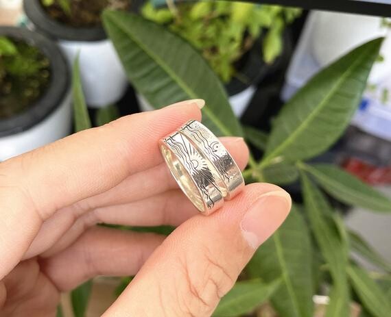 925 silver sun ring,sunrise ring,Crescent Moon ring | Listy - La wishlist réinventée
