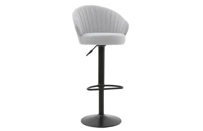 Tabouret de bar design réglable et pivotant en tissu gris IZAAC - Miliboo