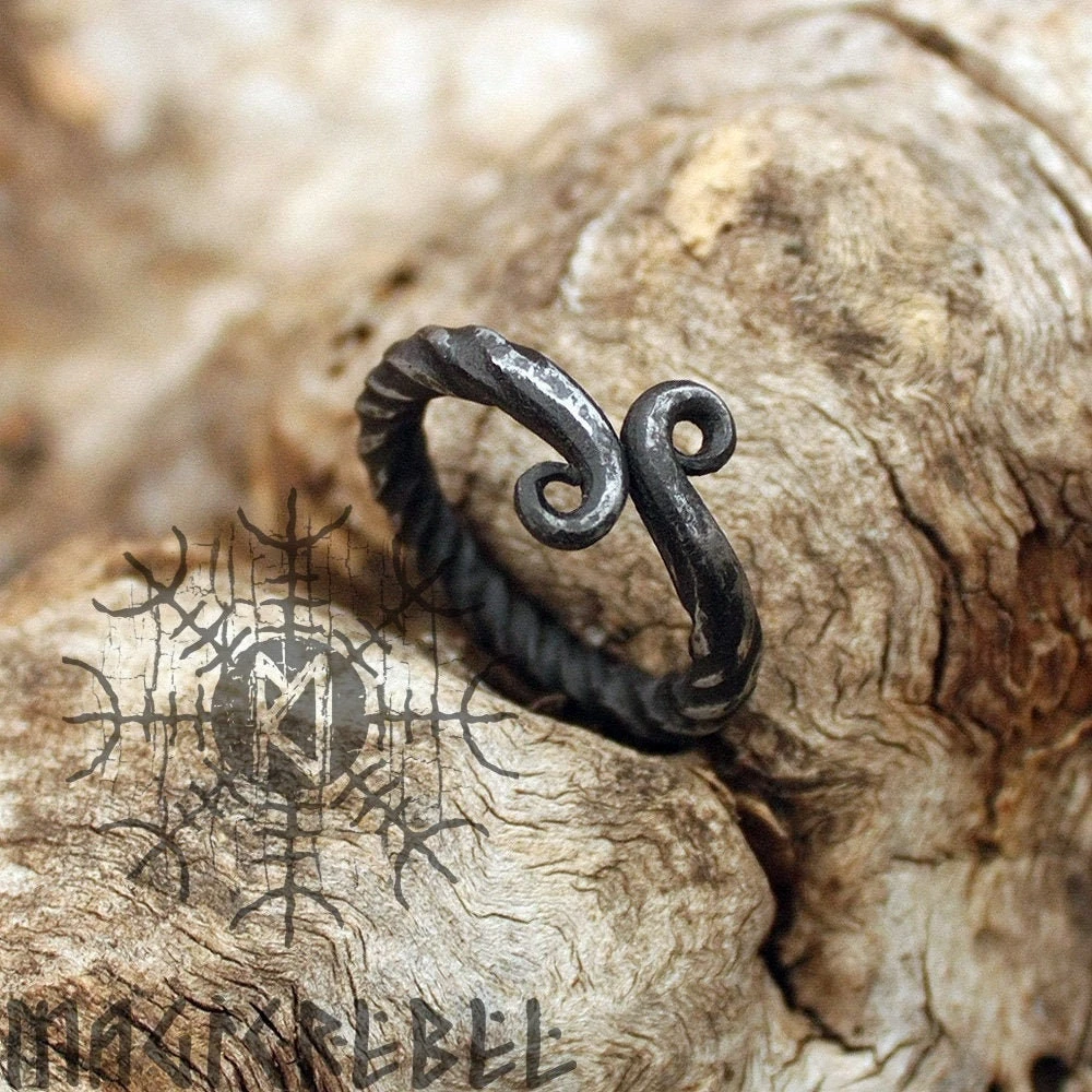 Forged Iron Handmade Viking Jormungandr Serpent Infinity Symbol Nordic Ring