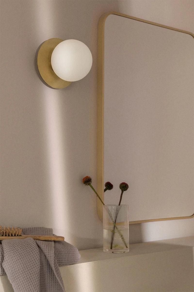 Applique de salle de bain en métal et verre Anine