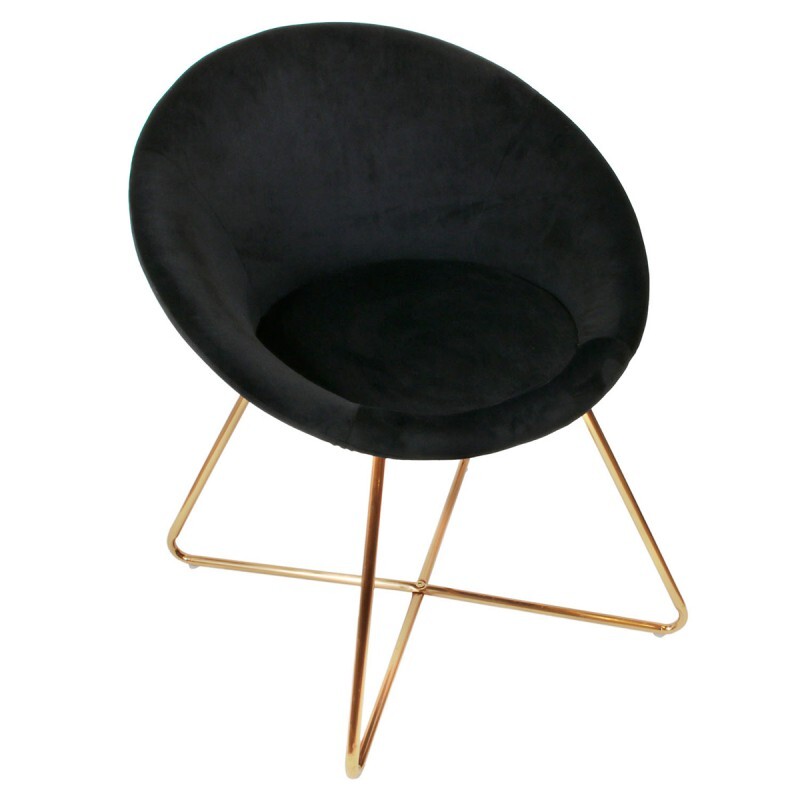 Fauteuil en velours noir et pieds en métal Karl