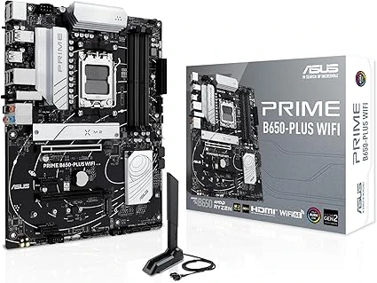 ASUS Prime B650-PLUS Carte mère WiFi AMD B650 AM5 Ryzen Desktop 9000 8000 & 7000 ATX, DDR5, PCIe 5.0 M.2, LAN 2,5 Go, WiFi 6E, HDMI, SATA 6 Gbit/s, USB Type-C, BIOS Flashback, Thunderbolt 4 en-tête