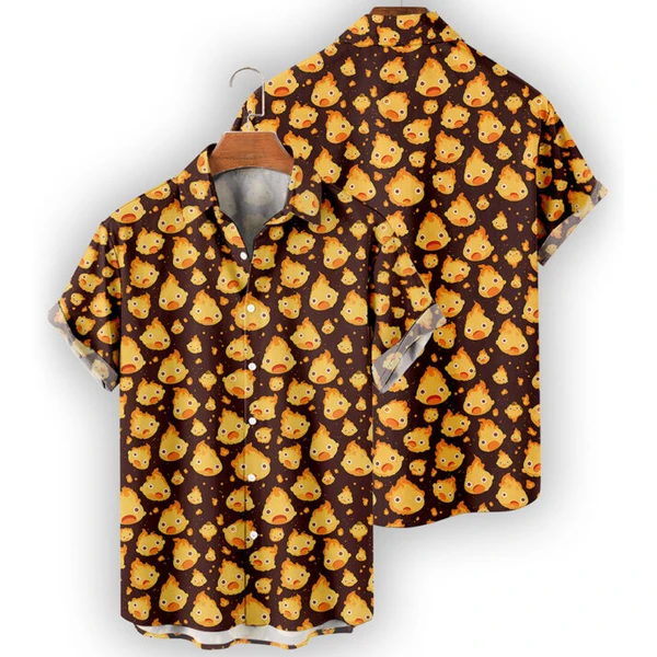 Calcifer Hawaiian Shirt – Howl’s Moving Castle Ghibli Fire Demon Summer Shirt
