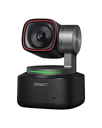 OBSBOT Tiny 2 - PTZ 4K Webcam avec Suivi AI, Commande Vocale, Commande Gestuelle, Microphones Réducteurs de Bruit, Autofocus, USB3.0, Modes Multiples, Webcam pour PC, Conférence, Streaming, Zoom
