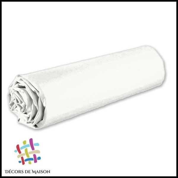 Drap Housse Uni 1 Personne 90X190 cm - Blanc -Décors De Maison