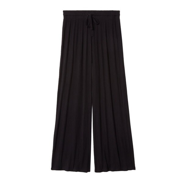 pantalon évasé en maille - noir