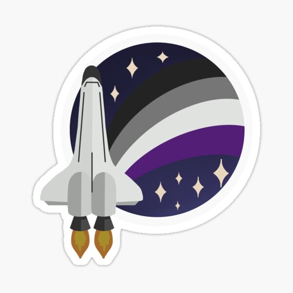 Retro Rocket - Drapeau de la fierté asexuée | Sticker