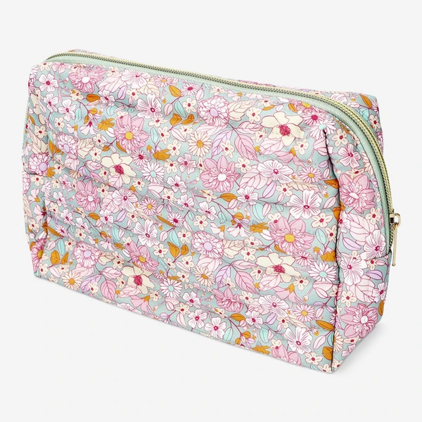 Trousse de toilette carrée à fleurs