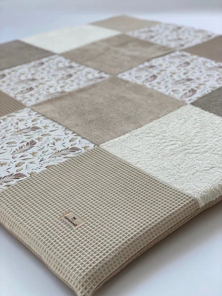 Tapis de jeu/bébé patchwork gaufré lpique (crème/beige) + tissu éponge (crème/beige) + échantillon de tissu Voir photos/variantes