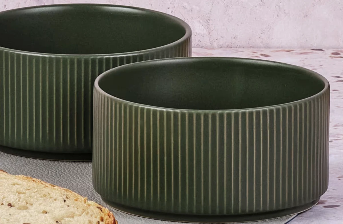 Lot de 4 petits bols en grès vert D12