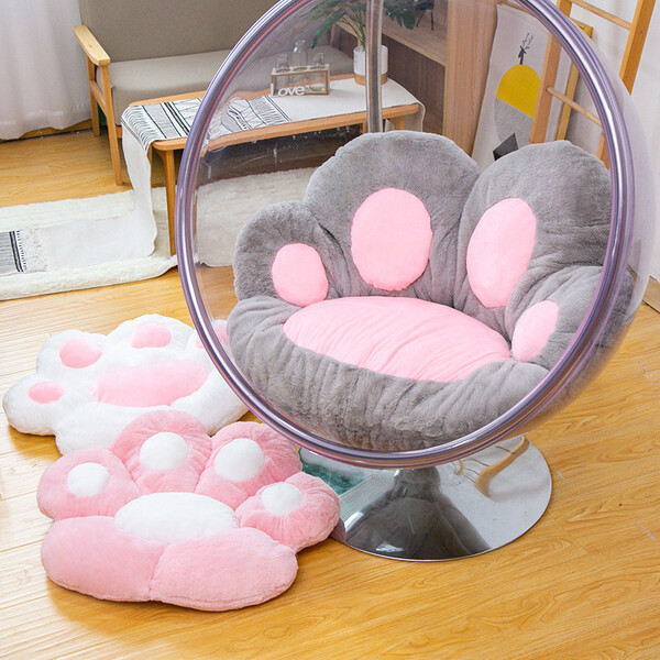 Coussin de siège en peluche avec patte de chat