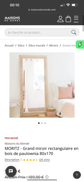 Miroir grand en bois 