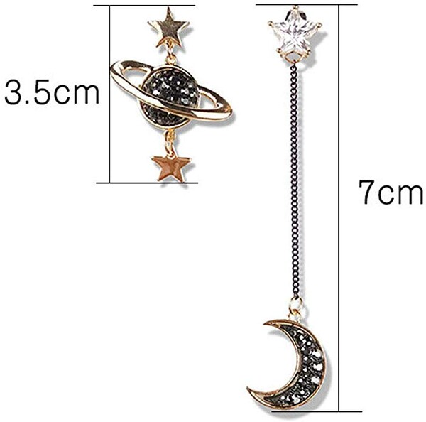 Boucles d'oreilles asymétriques Aiguille en argent 925 - Boucles d'oreilles simples étoiles et planète Lune Prévenir les allergies Dangle Stud Boucles d'oreilles d'oreilles bijoux pour femme: Amazon.fr: Bijoux