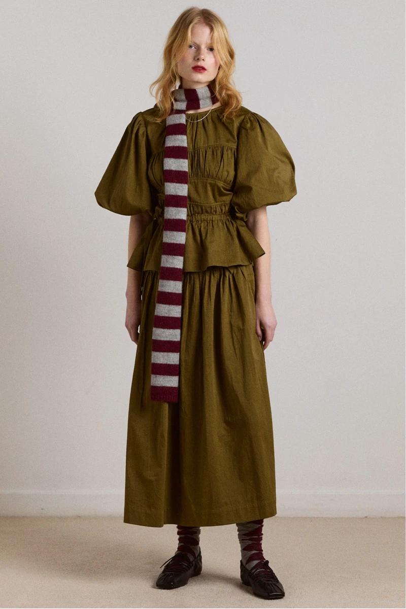 stripe skinny scarf - burg/grey