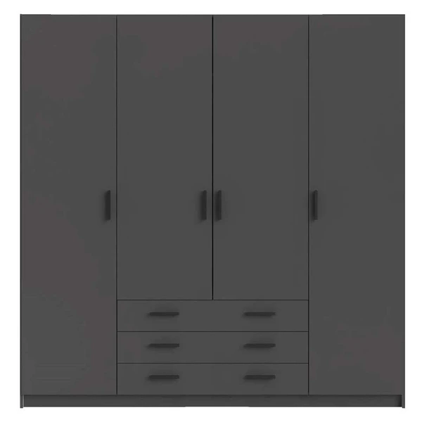 Kleerkast Sprint 4-deurs - antracietkleur - 200x196x50 cm