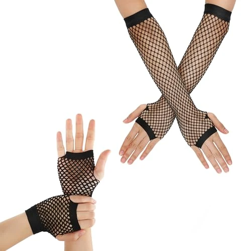 2 Paires Gants Résille Noir