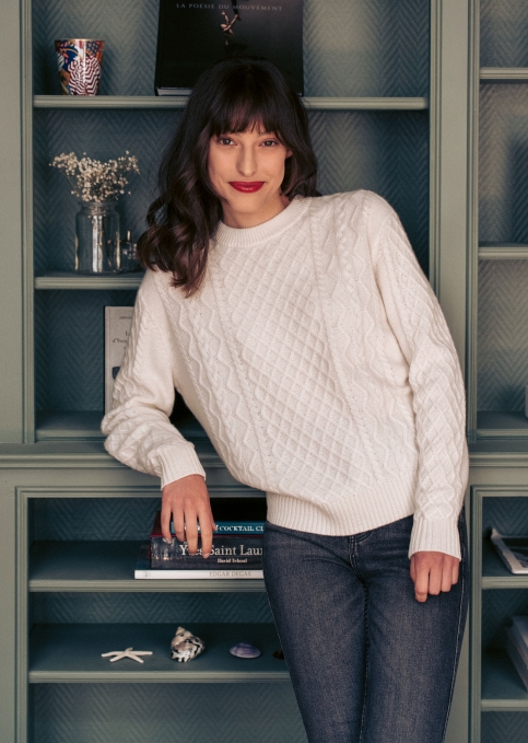 Voly Pull en grosse maille irlandaise pour femme Votre wishlist