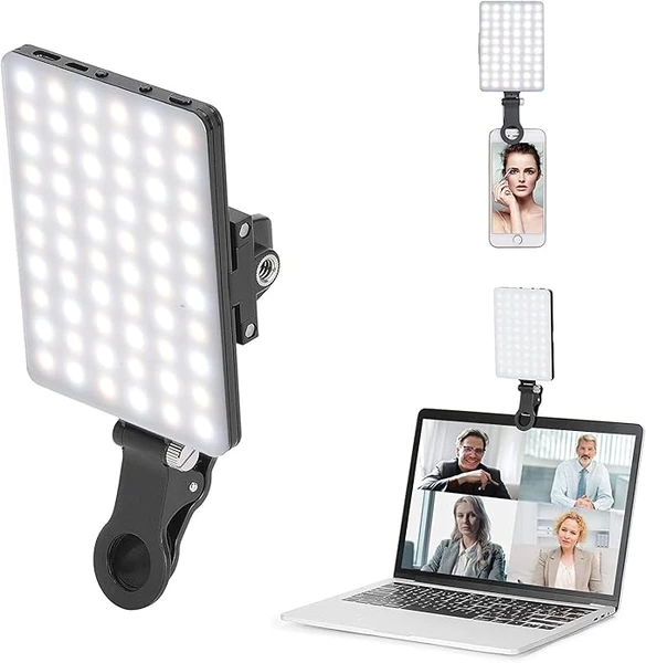 Newmowa 60 LED Video Light, 3200-5600K 3 modes d'éclairage USB et luminosité 10 niveaux dimmable CRI95+ Portable Light pour Phone, iPhone, Android, iPad, Laptop