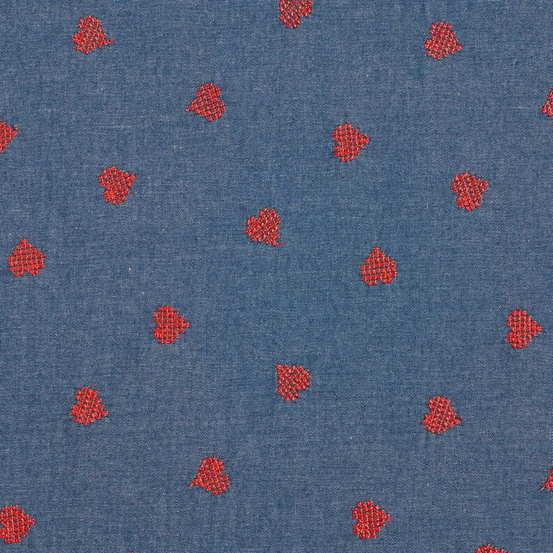 Chambray Cœurs au point de croix – bleu jean