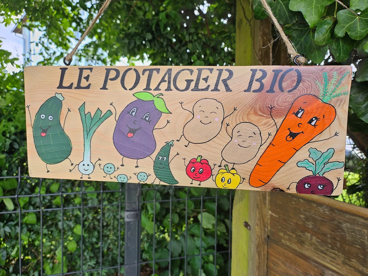 pancarte de potager, pancarte de jardin, panneau de potager, légumes rigolos, jardin, potager, décoration extérieure, décoration de jardin