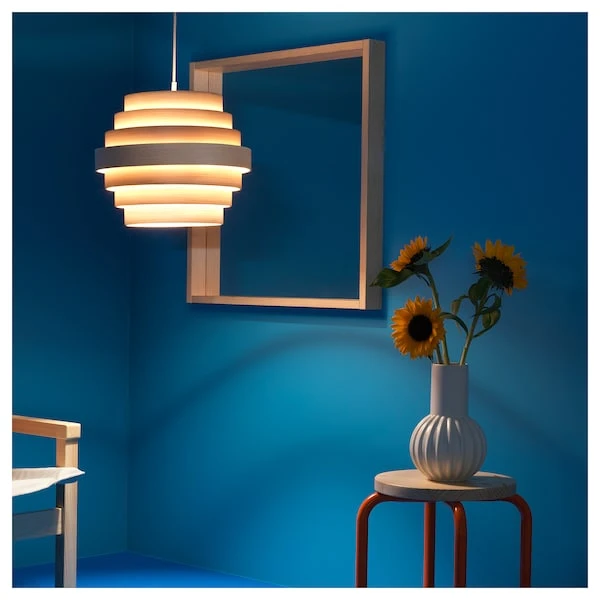 DYKARKLOCKA Abat-jour suspension - plaqué chêne blanchi 40 cm