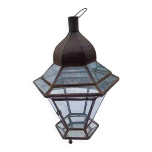 Lampe suspension métal et verre