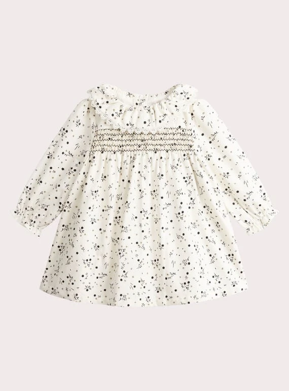 Robe écru à motif fleuri pour bébé fille