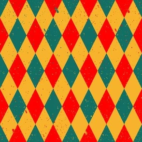 Gritty Harlequin (x3 red yellow green) Fabric | Spoonflower