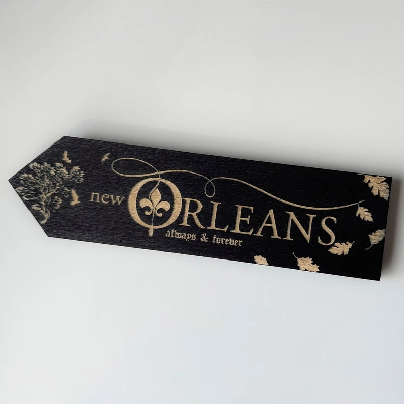 Mikaelson Vampires Arrow, Grand panneau de direction individuel en bois, Panneau de décoration