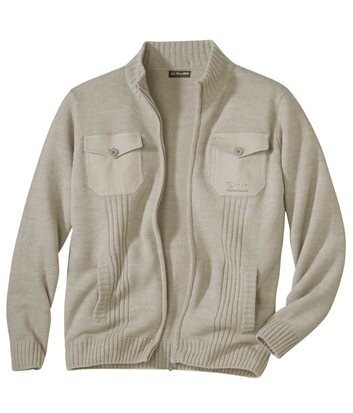 Gilet Tricot Zippé Beige Taille XL