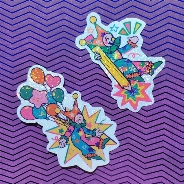 Glittery Guardian Clown Sticker