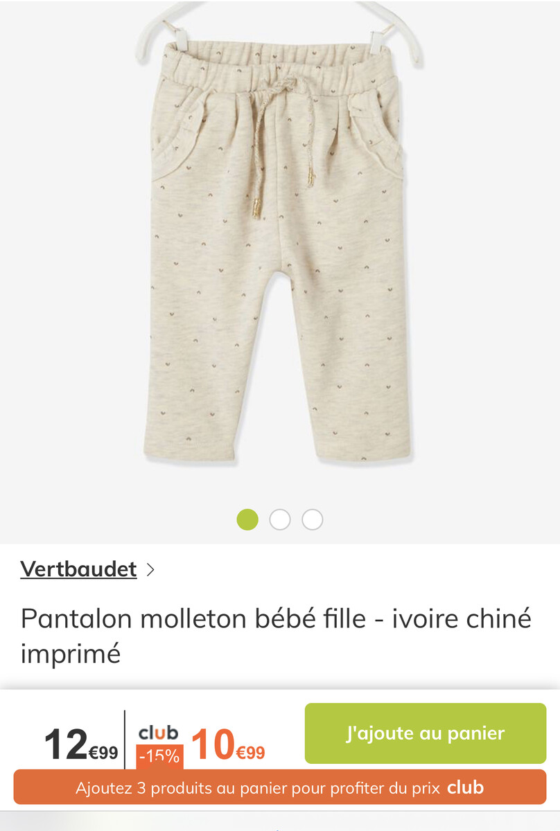 Pantalon molleton bébé fille encre imprimé - 9 mois