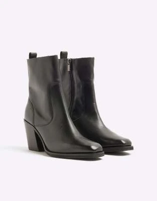 River Island - Santiags en cuir - Noir