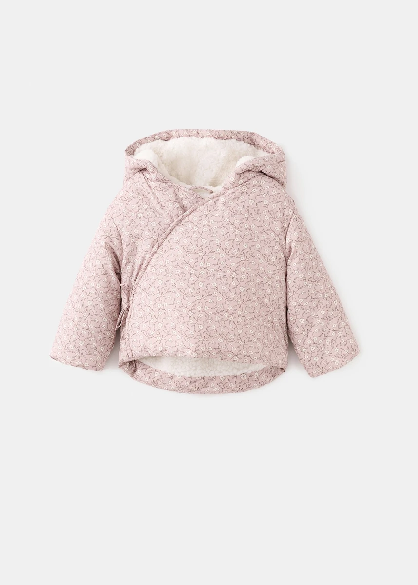 Anorak motif floral imitation mouton