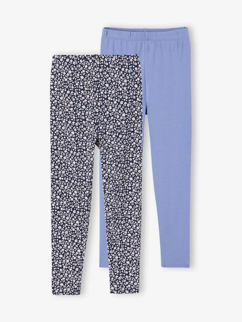 Lot de 2 leggings fille Basics indigo - Vertbaudet