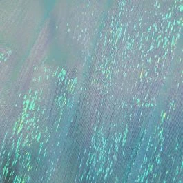 Tissu voile crinkle transparent froisse iridescent turquoise