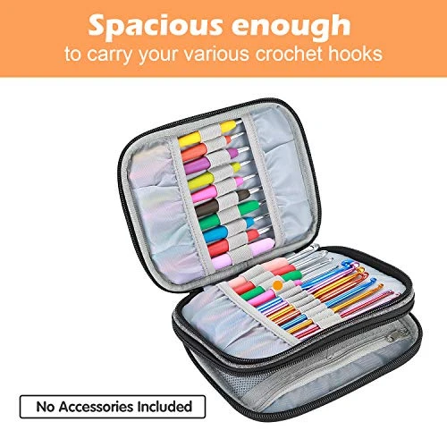 Procase Trousse Double (Pas d’Accessoires Inclus) pour Accessoires et Outils de Crochet, Petit Sac pour Crochet Aiguille Tricot Circulaire (jusqu'à 16.5 cm)-Violet