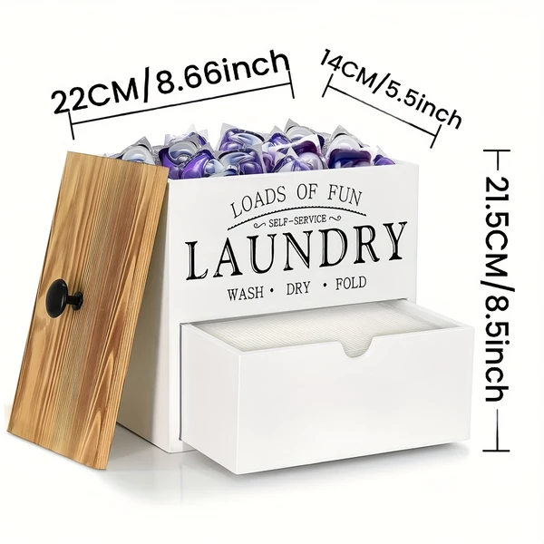 1pièce boîte rangement en bois détergent à lessive - Temu France